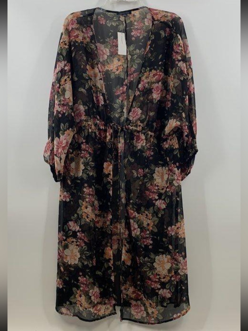 Sheer Floral Duster - Black Floral
